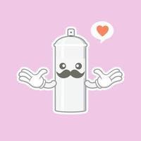 cute and kawaii spray paint cartoon character. spray paint character with happy expression in flat style. can use for mascot, emoji, emoticon, logo vector