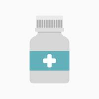 vector medicine bottle. Flat illustration of medicine bottle isolated on white background. pharmaceutical sign symbol. medicine drug icon