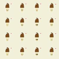 Ilustración de vector de helado divertido y kawaii. uso para tarjeta, emoji, emoticono, mascota, afiche, pancarta, diseño web e impresión en camiseta. fácil de editar