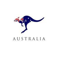 logotipo de canguro de australia con ilustración de vector de diseño de bandera