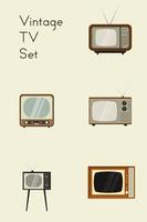 vintage and Retro TV set. Flat orange color television with antenna icon symbol sign isolated on white background. Vector stock illustration. Classic television