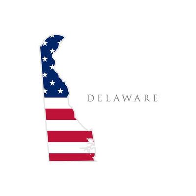 Shape of Delaware state map with American flag. vector illustration. can use for united states of America indepenence day, nationalism, and patriotism illustration. USA flag design