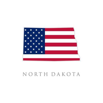 Shape of North Dakota state map with American flag. vector illustration. can use for united states of America indepenence day, nationalism, and patriotism illustration. USA flag design