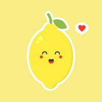 funny and kawaii lemon characters happy expressions. Cartoon vector illustration isolated on color background. Funny lemon characters, mascots, emoticons.