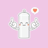 lindo y kawaii personaje de dibujos animados de pintura en aerosol. personaje de pintura en aerosol con expresión feliz en estilo plano. puede usarse para mascota, emoji, emoticono, logo vector
