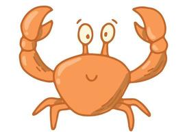 Hand drawn crab for prints, posters, cards, nursery decor, kids apparel, sublimation, stickers, etc. Sea life doodle, clipart. EPS 10 vector