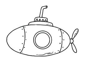 submarino dibujado a mano para niños páginas para colorear, impresiones, carteles, actividades preescolares, etc. eps 10 vector