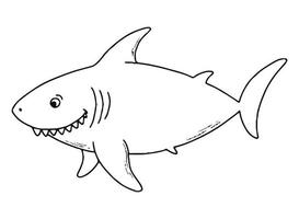 Hand drawn contour shark for kids coloring pages and books, prints, cards, etc. sea life doodle, clipart. EPS 10 vector