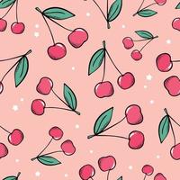 seamless pattern with cherry and stars on pink background. 90's aesthetic textile print, wrapping paper, scrapbooking, stationary, packaging, wallpaper, etc. EPS 10 vector