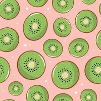 patrón sin costuras con kiwi dibujado a mano sobre fondo rosa. patrón de kiwi para envolver papel, scrapbooking, estampados textiles, papel pintado, embalaje, etc. eps 10 vector