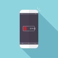 Flash style with battery alert on the smart phone screen ,vector design Element illustration vector