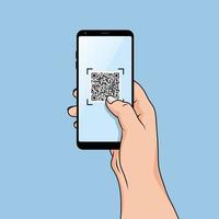 QR code scanning vector illustration concept, people use smartphone and scan qr code