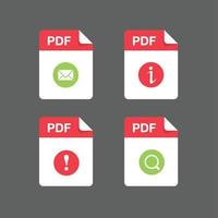 diseño plano con documentos de conjunto de iconos de archivos pdf, icono, conjunto de símbolos, ilustración de elemento de diseño vectorial vector