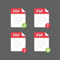 diseño plano con documentos de conjunto de iconos de archivos pdf, icono, conjunto de símbolos, ilustración de elemento de diseño vectorial vector