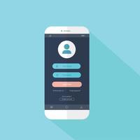 Flat style with ui login to application on the smart phone screen ,vector design Element illustration vector