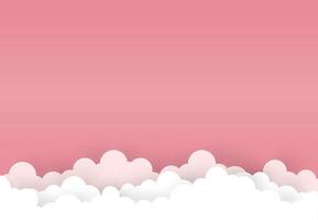 Cloud on light Red  background  Paper art Style.vector design Element  Illustration vector