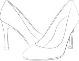 zapatos de tacones altos delinean el elemento de diseño de vector de estilo, ilustración