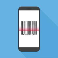 Flash Design with long shadow the smart phone with  Bar code  on screen. The concept is Bar code Scan on Smart Phone ,vector design Element illustration vector