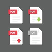 diseño plano con documentos de descarga de archivos pdf, icono, conjunto de símbolos, ilustración de elemento de diseño vectorial vector