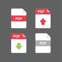 diseño plano con archivos pdf descargar cargar documento, icono, conjunto de símbolos, ilustración de elemento de diseño vectorial vector