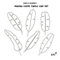 Banana leaves single line art ,vector design and element vector