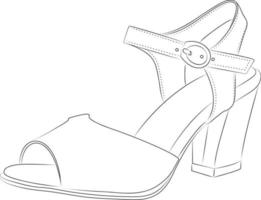 High heels shoes Outline stype vector design element , illustration