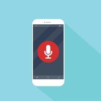 Flat style with microphone  sign on the smart phone screen ,vector design Element illustration vector