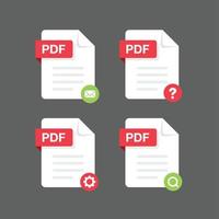 diseño plano con conjunto de iconos de documento de archivos pdf, conjunto de símbolos, elemento de diseño vectorial vector