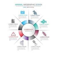 plantilla de infografía de negocios el concepto es un paso de opción de círculo con un icono a todo color que se puede usar para la presentación de negocios de gráfico de infografía de diagrama o web, ilustración de elemento de diseño de vector