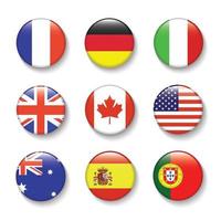 bandera internacional puesta en círculo, ilustración de elementos de diseño vectorial vector