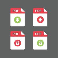 diseño plano con documentos de conjunto de iconos de archivos pdf, icono, conjunto de símbolos, ilustración de elemento de diseño vectorial vector