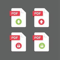 diseño plano con documentos de conjunto de iconos de archivos pdf, icono, conjunto de símbolos, ilustración de elemento de diseño vectorial vector