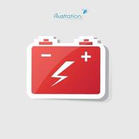 Battery symbol, Red color, Vector EPS10 illustration