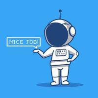 cartoon astronaut is saying nice job, isolated on blue background vector