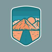 ilustración del emblema de la montaña para el diseño de pegatinas o camisetas vector