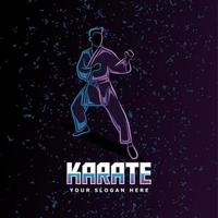 karate stance neon line art style perfect for poster, banner, landing page, tshirt, and other merchandise