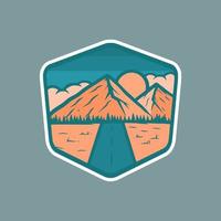 mountain emblem illustration for sticker or tshirt design vector