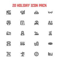 20 icons summer holiday and camp hiking theme. vector