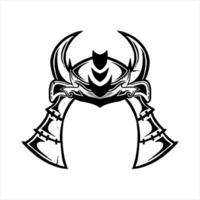 hand drawn sketch of a samurai helmet with horns version. vector