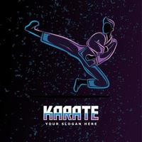karate kick in the air neon line art style perfect for poster, banner, landing page, tshirt, and other merchandise