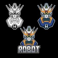 robot head illustration pack, suitable for sticker design, tshirt design, coloring book, etc. vector