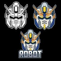 robot head illustration pack, suitable for sticker design, tshirt design, coloring book, etc. vector