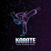 karate kick neon line art style perfect for poster, banner, landing page, tshirt, and other merchandise vector