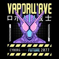 mecha robot vaporwave theme with japanese letter, perfect for merchandise, hoodie, tshirt, etc. vector