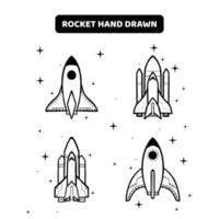 set of 4 rockets hand drawn vector