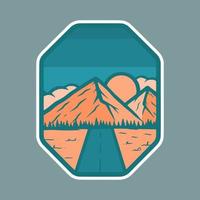 mountain emblem illustration for sticker or tshirt design vector