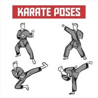 illustration of karate poses bundle .