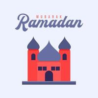 ramadan mubarak, mosque flat illustration