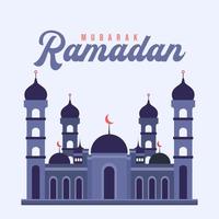 ramadan mubarak, mosque flat illustration vector