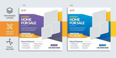 Home For Sale - Real Estate Banner - Social Media Post Template vector